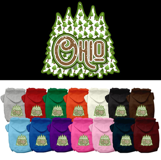 Pet Dog & Cat Screen Printed Hoodie for Small to Medium Pets (Sizes XS-XL), "Ohio Woodland Trees"