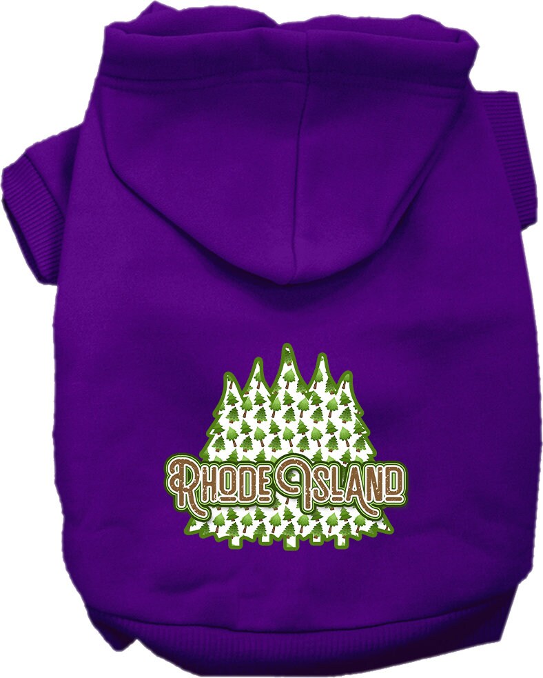 Pet Dog & Cat Screen Printed Hoodie for Small to Medium Pets (Sizes XS-XL), "Rhode Island Woodland Trees"