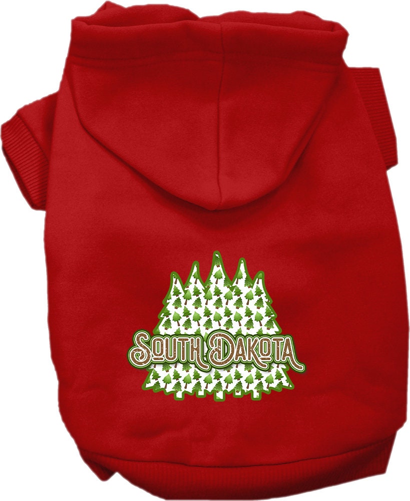 Pet Dog & Cat Screen Printed Hoodie for Small to Medium Pets (Sizes XS-XL), "South Dakota Woodland Trees"