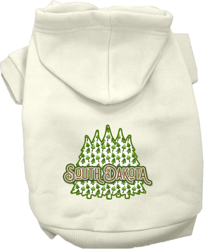 Pet Dog & Cat Screen Printed Hoodie for Small to Medium Pets (Sizes XS-XL), "South Dakota Woodland Trees"