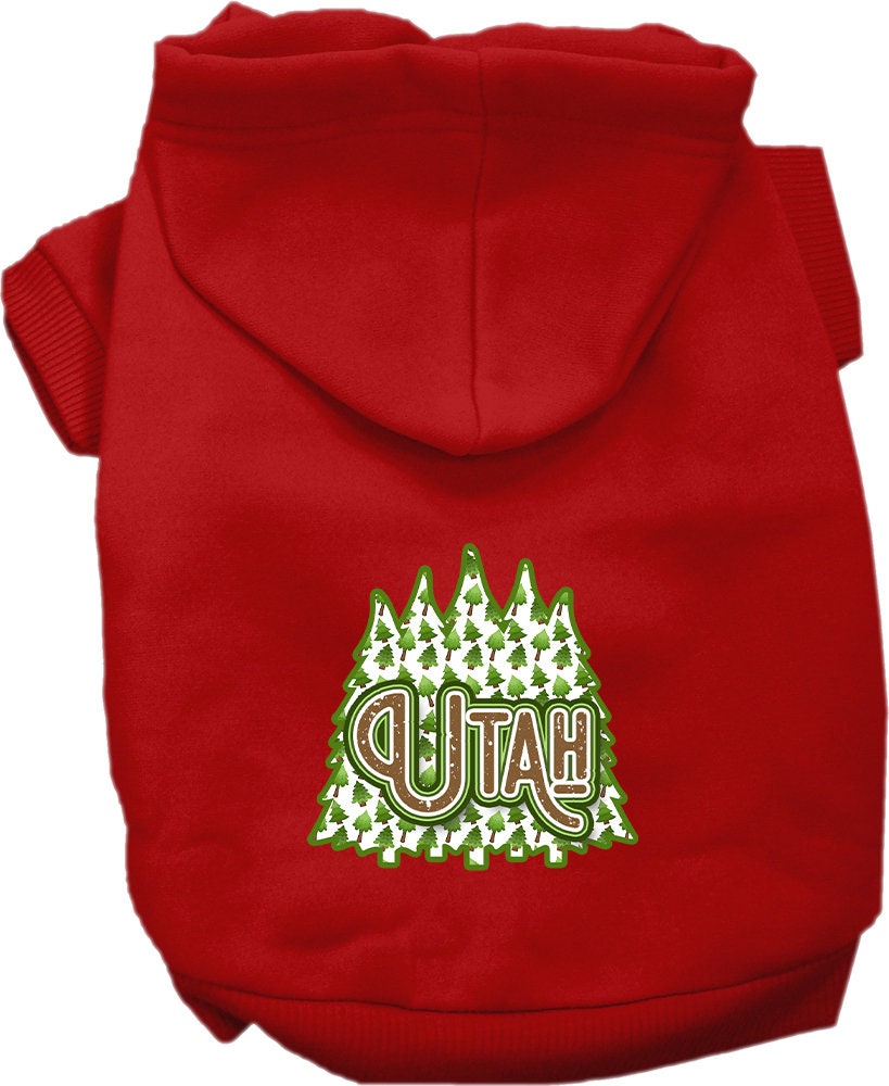 Pet Dog & Cat Screen Printed Hoodie for Small to Medium Pets (Sizes XS-XL), "Utah Woodland Trees"