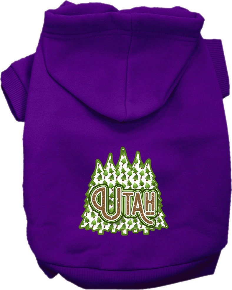 Pet Dog & Cat Screen Printed Hoodie for Small to Medium Pets (Sizes XS-XL), "Utah Woodland Trees"