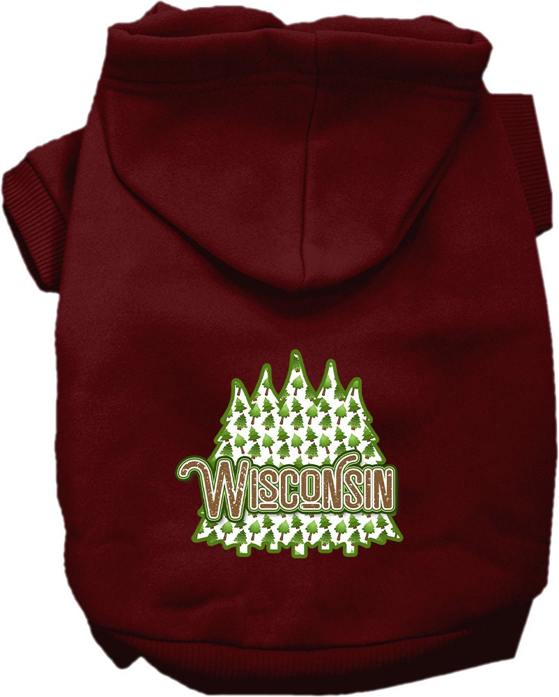 Pet Dog & Cat Screen Printed Hoodie for Small to Medium Pets (Sizes XS-XL), "Wisconsin Woodland Trees"