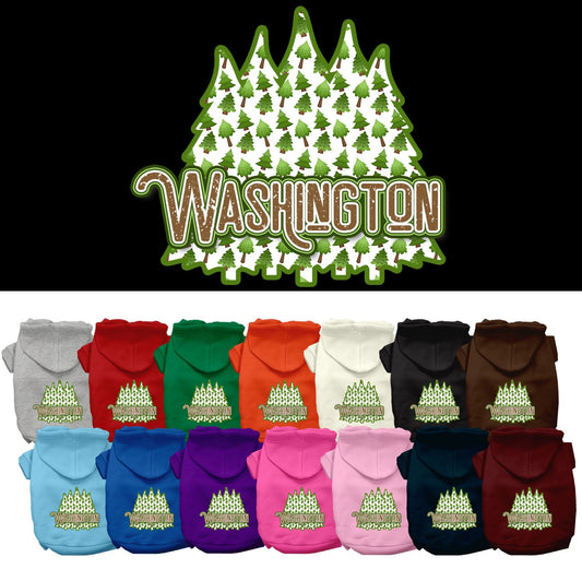 Pet Dog & Cat Screen Printed Hoodie for Small to Medium Pets (Sizes XS-XL), "Washington Woodland Trees"