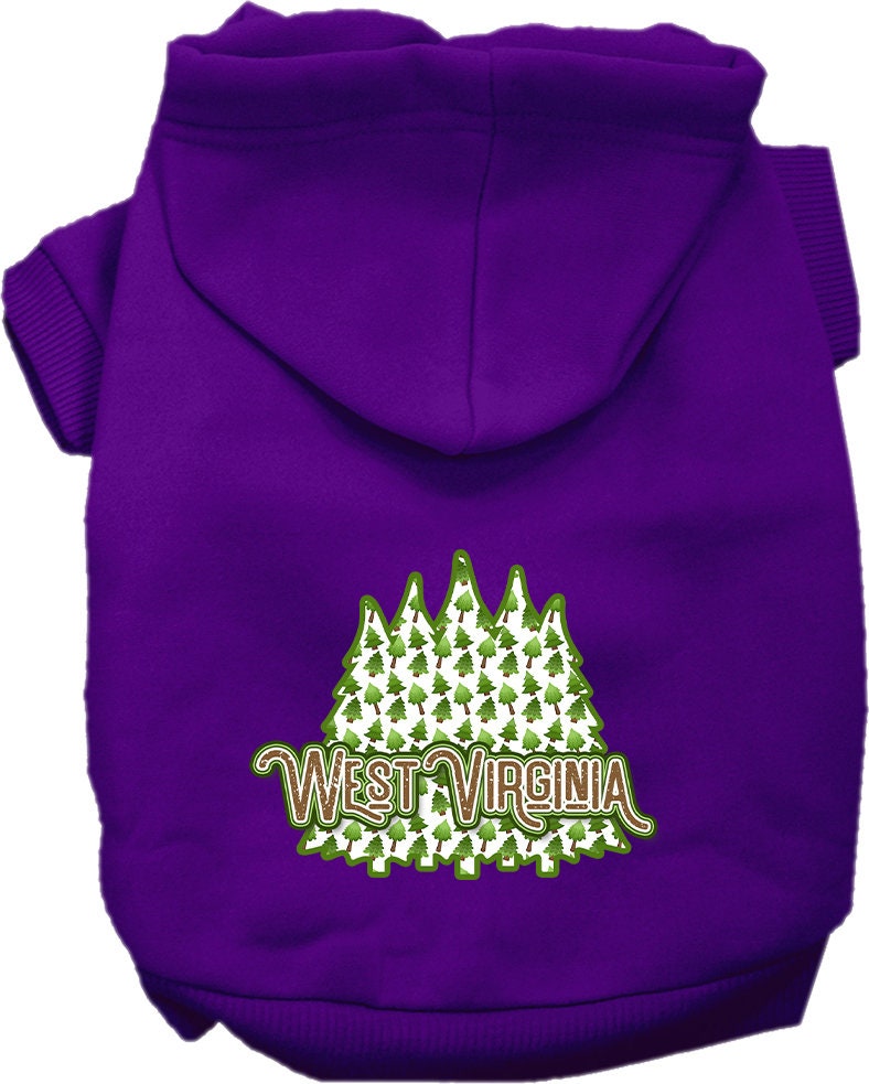 Pet Dog & Cat Screen Printed Hoodie for Small to Medium Pets (Sizes XS-XL), "West Virginia Woodland Trees"