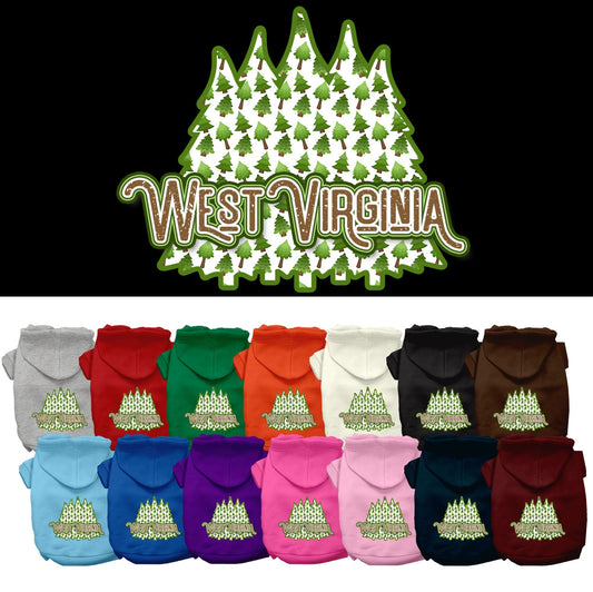 Pet Dog & Cat Screen Printed Hoodie for Small to Medium Pets (Sizes XS-XL), "West Virginia Woodland Trees"