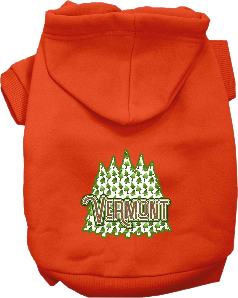 Pet Dog & Cat Screen Printed Hoodie for Small to Medium Pets (Sizes XS-XL), "Vermont Woodland Trees"