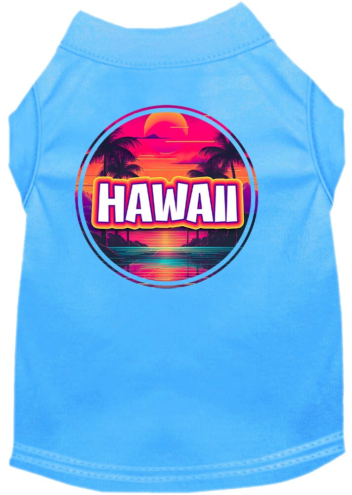 Pet Dog & Cat Screen Printed Shirt for Small to Medium Pets (Sizes XS-XL), "Hawaii Neon Beach Sunset"