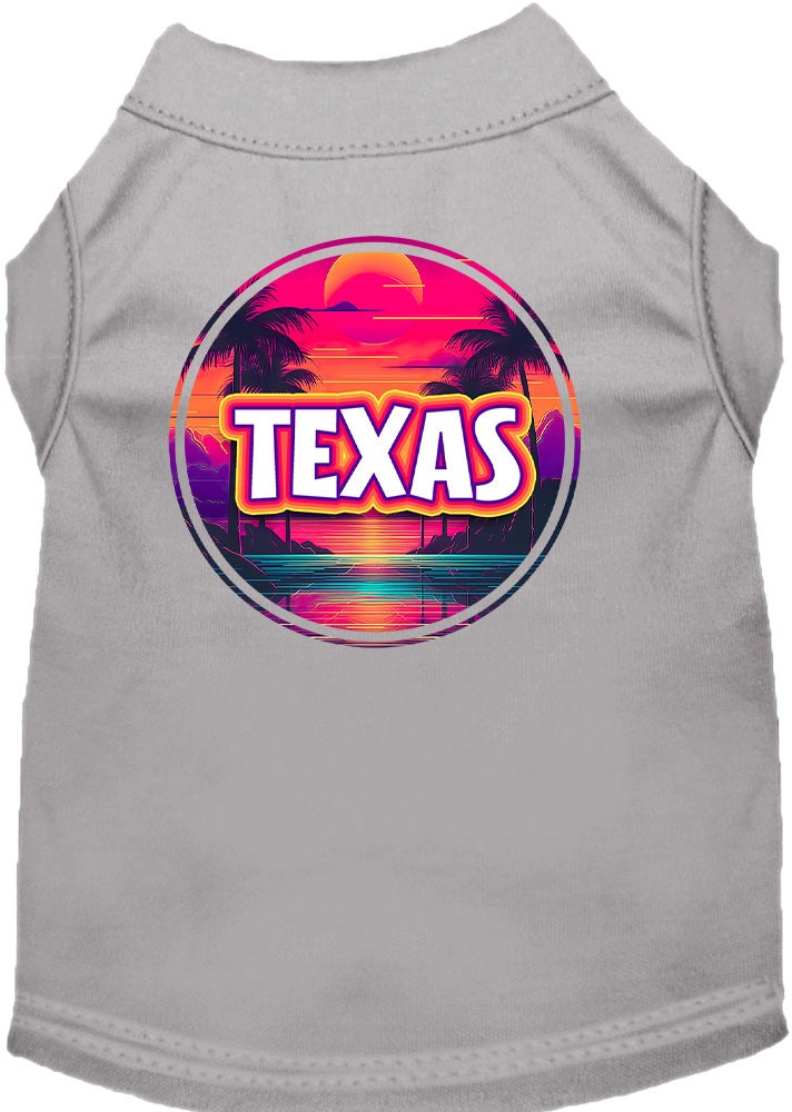 Pet Dog & Cat Screen Printed Shirt for Small to Medium Pets (Sizes XS-XL), "Texas Neon Beach Sunset"