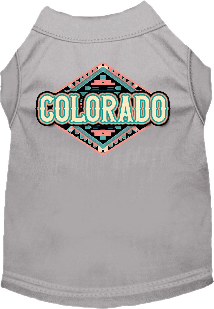 Pet Dog & Cat Screen Printed Shirt for Small to Medium Pets (Sizes XS-XL), "Colorado Peach Aztec"