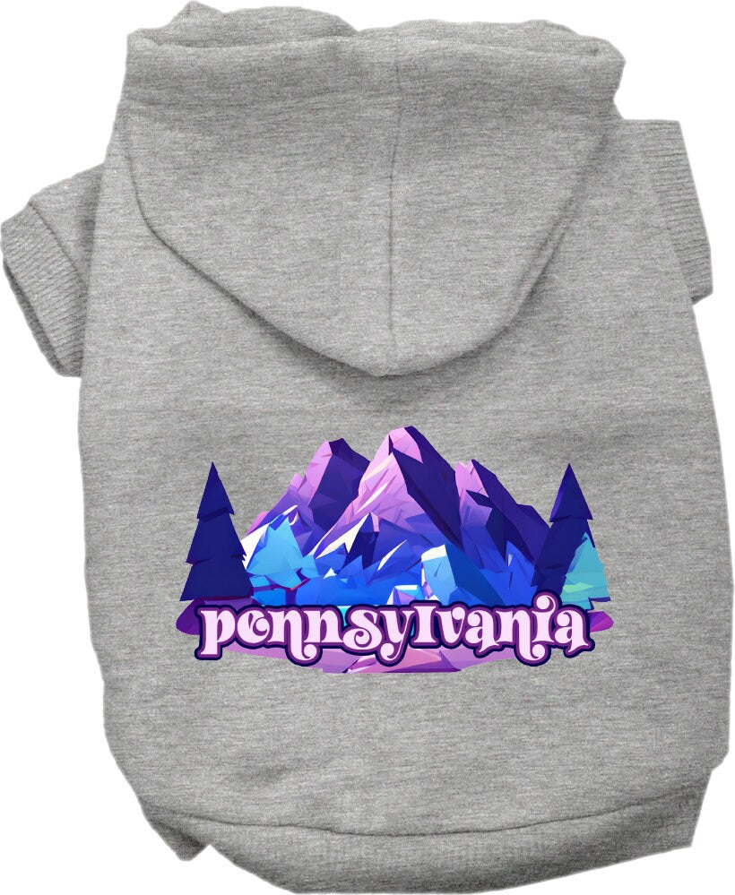 Pet Dog & Cat Screen Printed Hoodie for Small to Medium Pets (Sizes XS-XL), "Pennsylvania Alpine Pawscape"