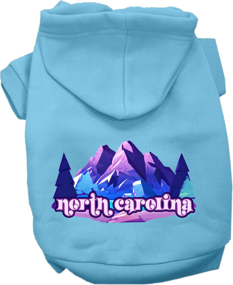 Pet Dog & Cat Screen Printed Hoodie for Small to Medium Pets (Sizes XS-XL), "North Carolina Alpine Pawscape"