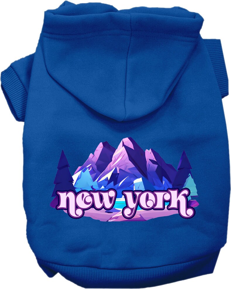 Pet Dog & Cat Screen Printed Hoodie for Small to Medium Pets (Sizes XS-XL), "New York Alpine Pawscape"