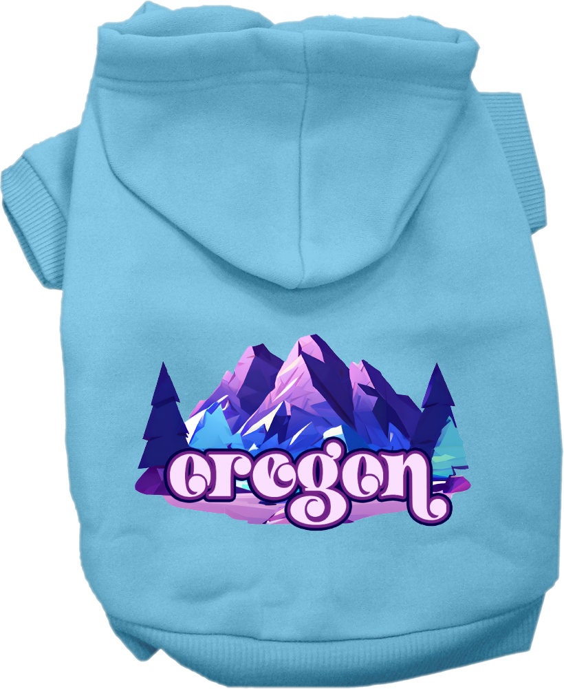 Pet Dog & Cat Screen Printed Hoodie for Small to Medium Pets (Sizes XS-XL), "Oregon Alpine Pawscape"