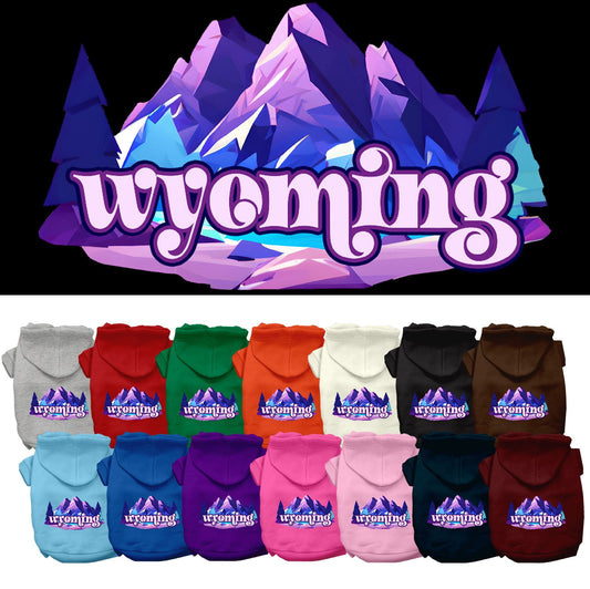 Pet Dog & Cat Screen Printed Hoodie for Small to Medium Pets (Sizes XS-XL), "Wyoming Alpine Pawscape"