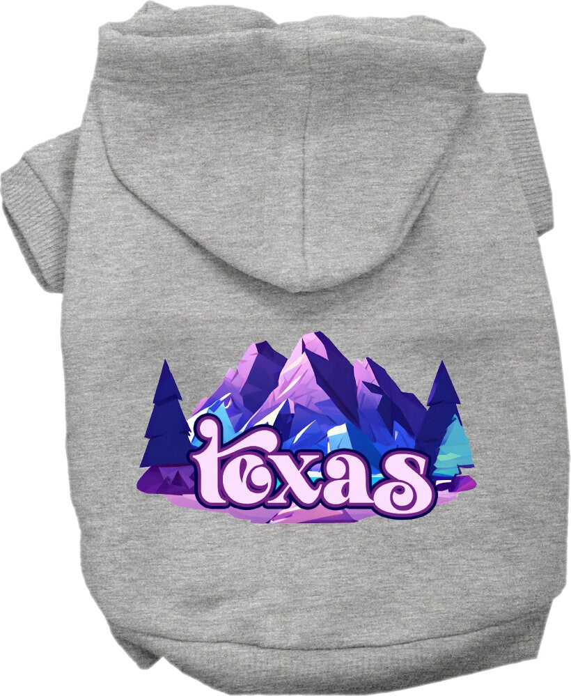 Pet Dog & Cat Screen Printed Hoodie for Small to Medium Pets (Sizes XS-XL), "Texas Alpine Pawscape"