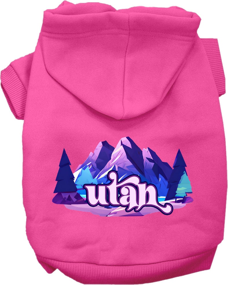 Pet Dog & Cat Screen Printed Hoodie for Small to Medium Pets (Sizes XS-XL), "Utah Alpine Pawscape"