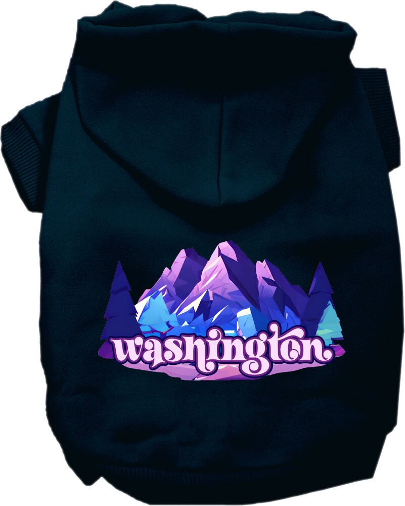 Pet Dog & Cat Screen Printed Hoodie for Small to Medium Pets (Sizes XS-XL), "Washington Alpine Pawscape"