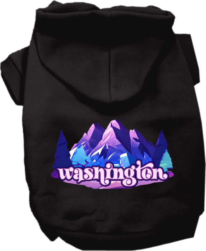 Pet Dog & Cat Screen Printed Hoodie for Small to Medium Pets (Sizes XS-XL), "Washington Alpine Pawscape"