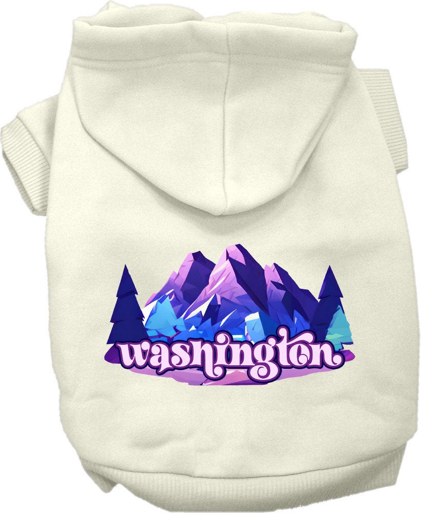 Pet Dog & Cat Screen Printed Hoodie for Small to Medium Pets (Sizes XS-XL), "Washington Alpine Pawscape"