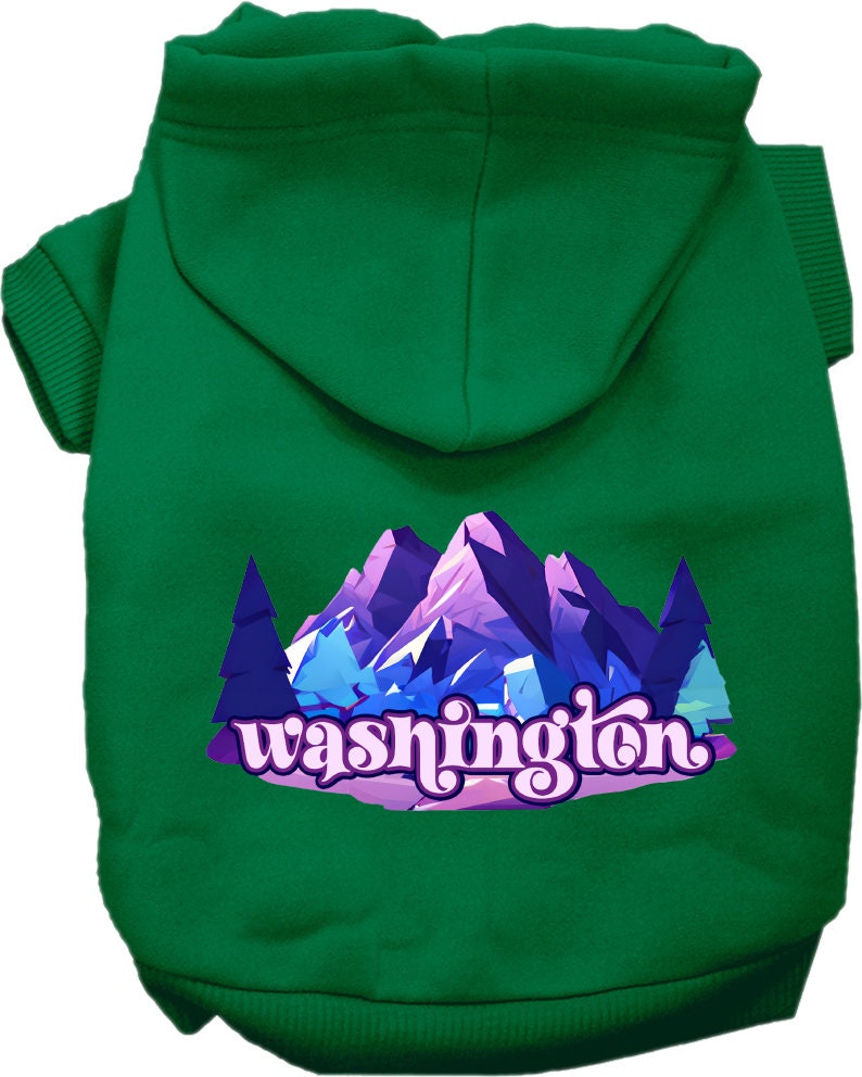 Pet Dog & Cat Screen Printed Hoodie for Small to Medium Pets (Sizes XS-XL), "Washington Alpine Pawscape"