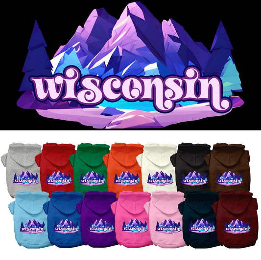 Pet Dog & Cat Screen Printed Hoodie for Small to Medium Pets (Sizes XS-XL), "Wisconsin Alpine Pawscape"