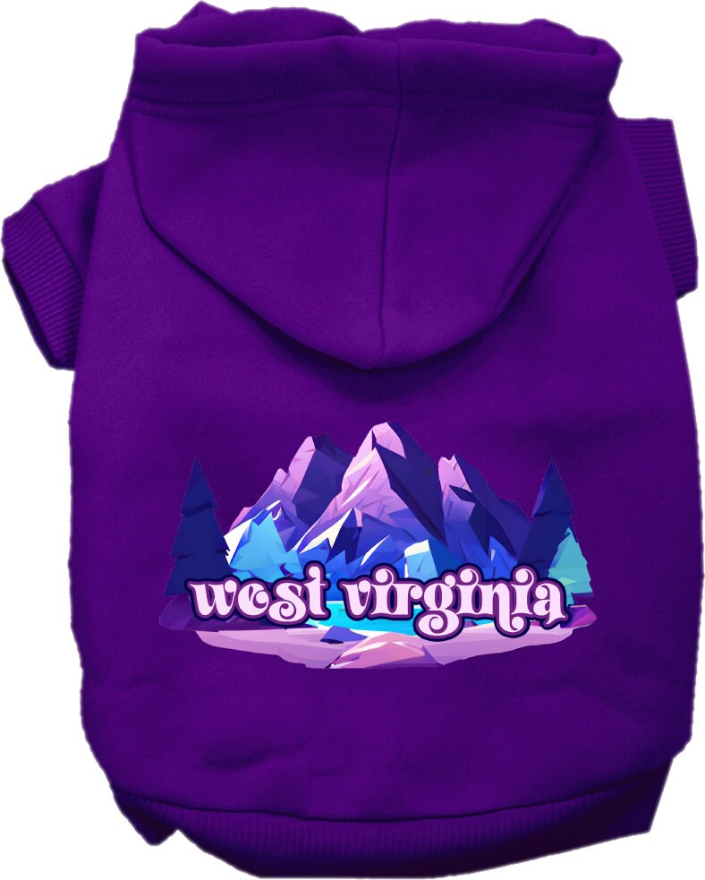 Pet Dog & Cat Screen Printed Hoodie for Small to Medium Pets (Sizes XS-XL), "West Virginia Alpine Pawscape"