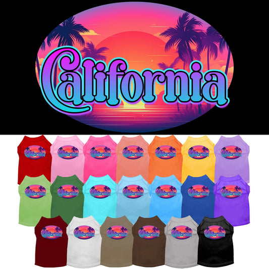 Pet Dog & Cat Screen Printed Shirt for Small to Medium Pets (Sizes XS-XL), "California Classic Beach"