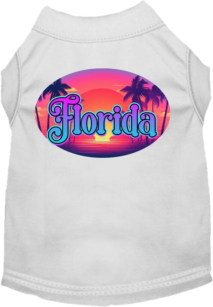 Pet Dog & Cat Screen Printed Shirt for Small to Medium Pets (Sizes XS-XL), "Florida Classic Beach"