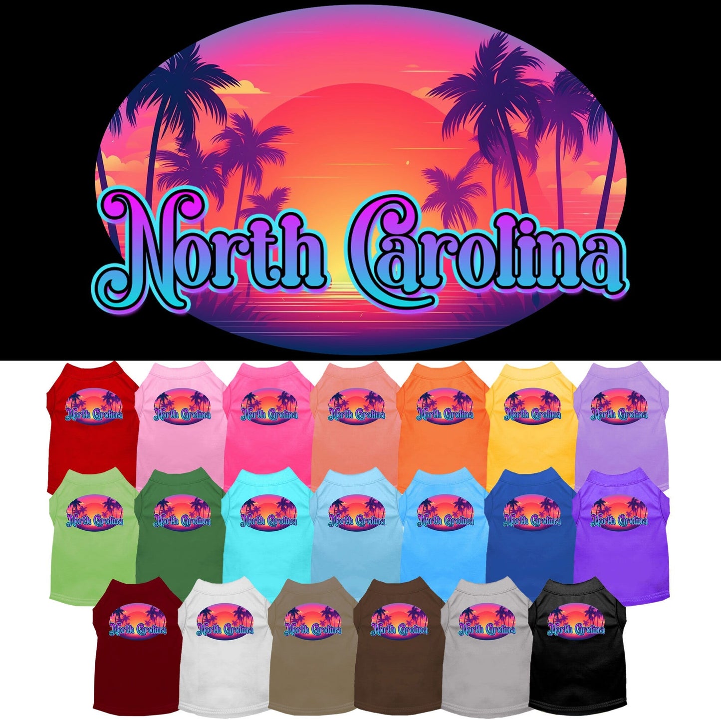 Pet Dog & Cat Screen Printed Shirt for Small to Medium Pets (Sizes XS-XL), "North Carolina Classic Beach"