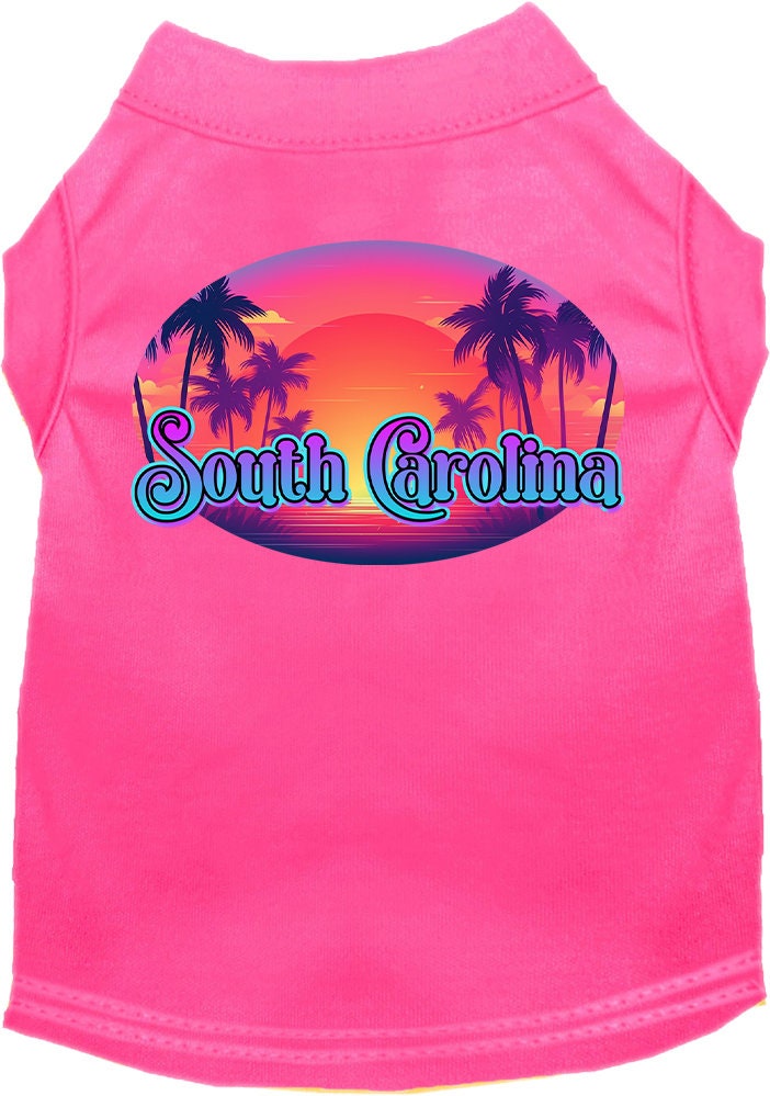 Pet Dog & Cat Screen Printed Shirt for Small to Medium Pets (Sizes XS-XL), "South Carolina Classic Beach"