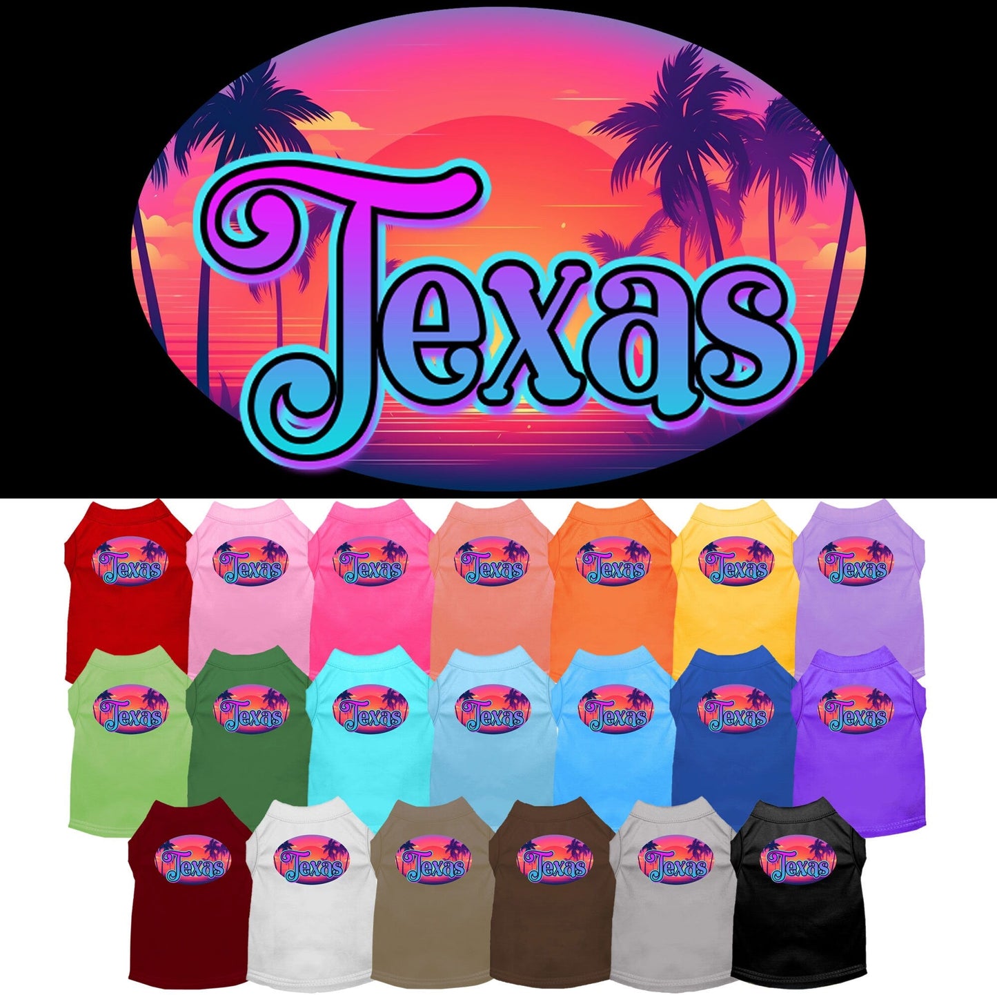 Pet Dog & Cat Screen Printed Shirt for Medium to Large Pets (Sizes 2XL-6XL), "Texas Classic Beach"