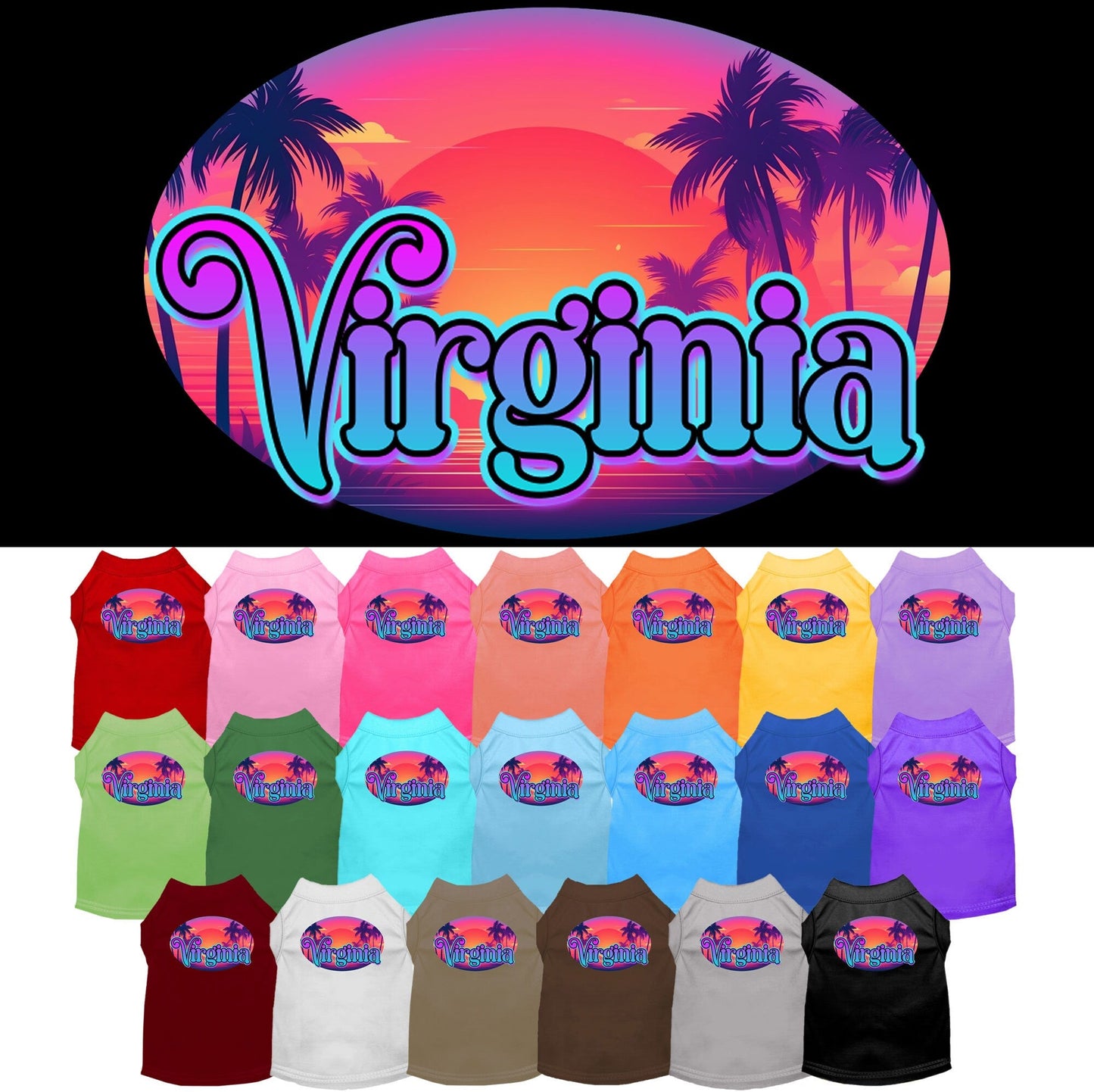 Pet Dog & Cat Screen Printed Shirt for Small to Medium Pets (Sizes XS-XL), "Virginia Classic Beach"