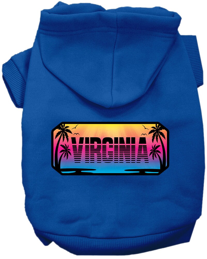 Pet Dog & Cat Screen Printed Hoodie for Small to Medium Pets (Sizes XS-XL), "Virginia Beach Shades"