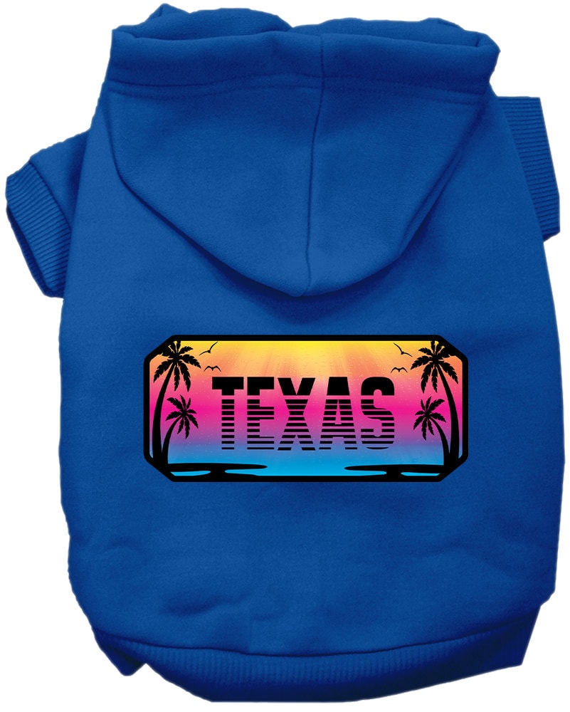 Pet Dog & Cat Screen Printed Hoodie for Small to Medium Pets (Sizes XS-XL), "Texas Beach Shades"