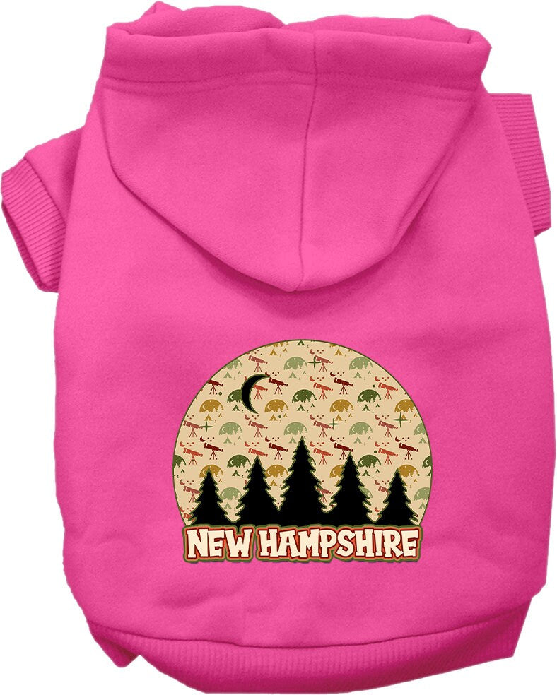 Pet Dog & Cat Screen Printed Hoodie for Small to Medium Pets (Sizes XS-XL), "New Hampshire Under The Stars"