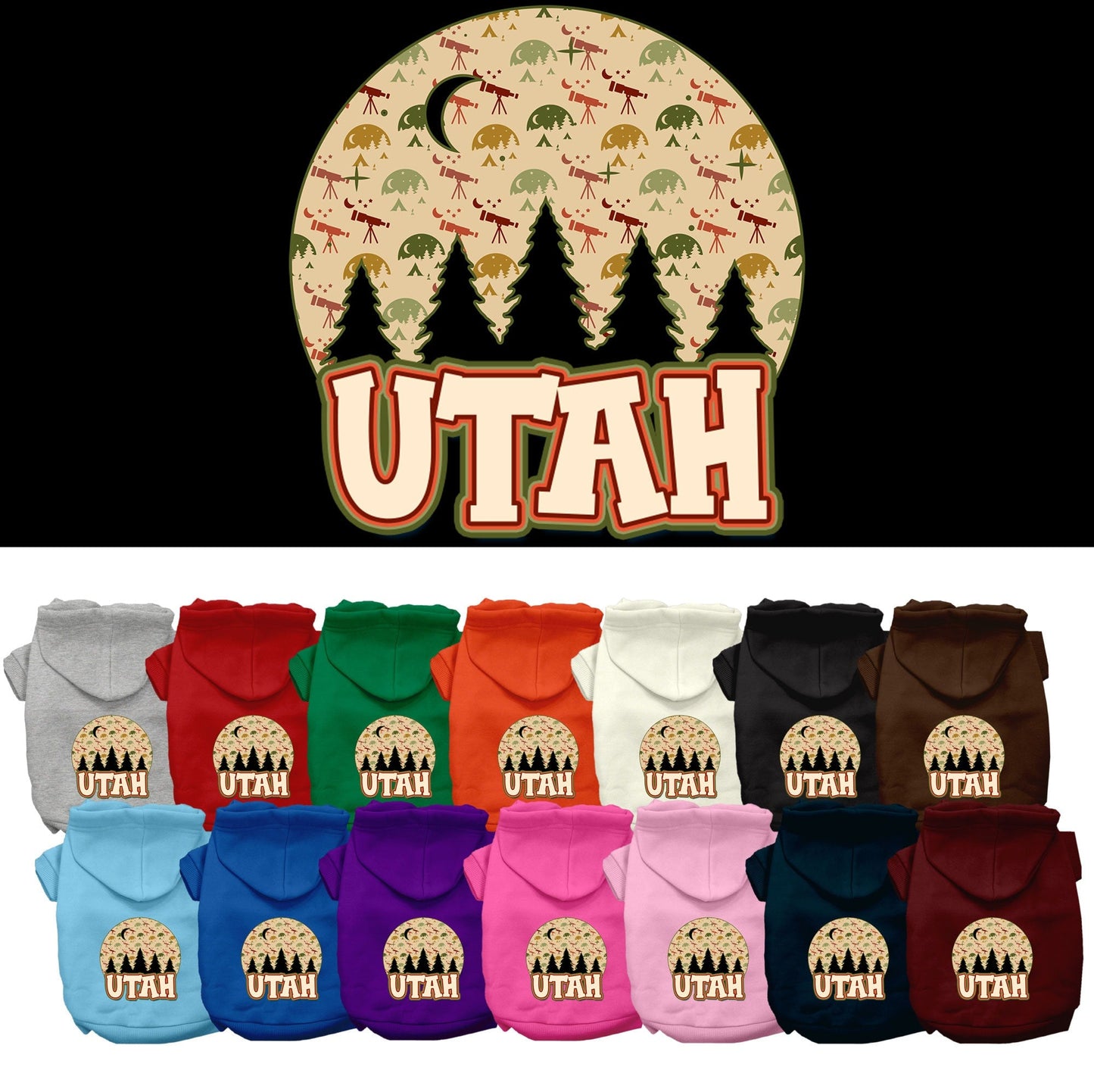 Pet Dog & Cat Screen Printed Hoodie for Small to Medium Pets (Sizes XS-XL), "Utah Under The Stars"