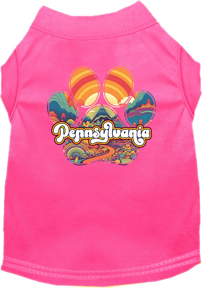 Pet Dog & Cat Screen Printed Shirt for Small to Medium Pets (Sizes XS-XL), "Pennsylvania Groovy Summit"