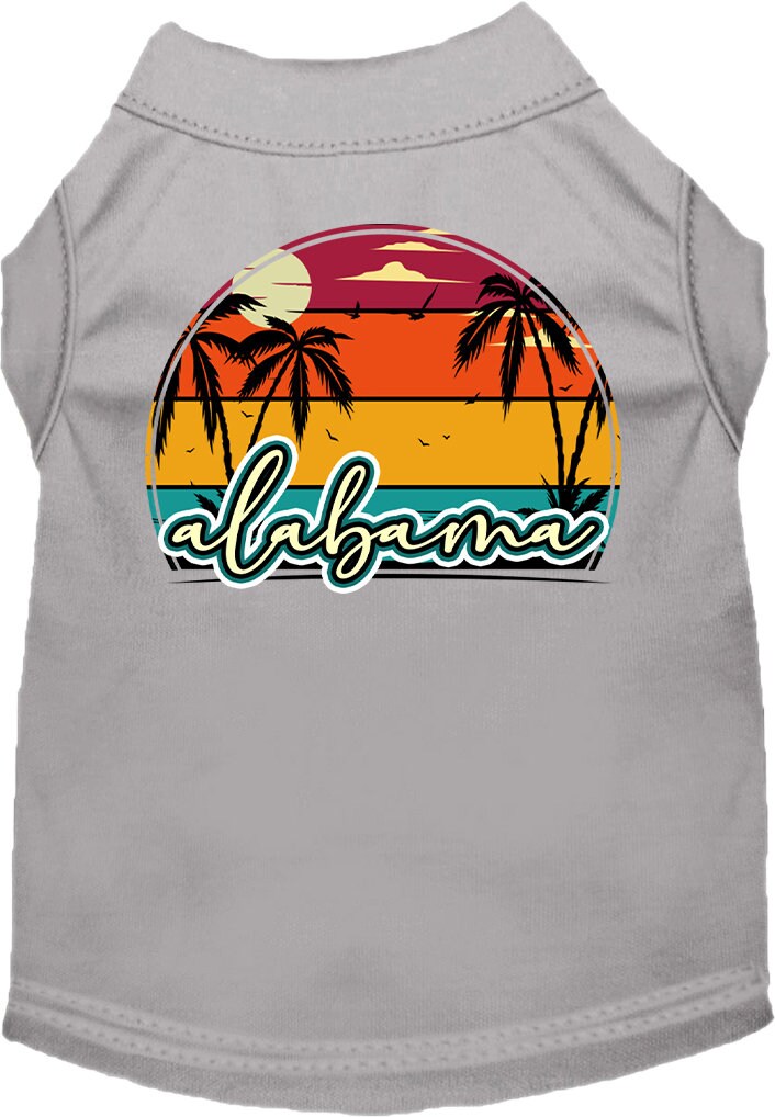 Pet Dog & Cat Screen Printed Shirt for Medium to Large Pets (Sizes 2XL-6XL), "Alabama Retro Beach Sunset"