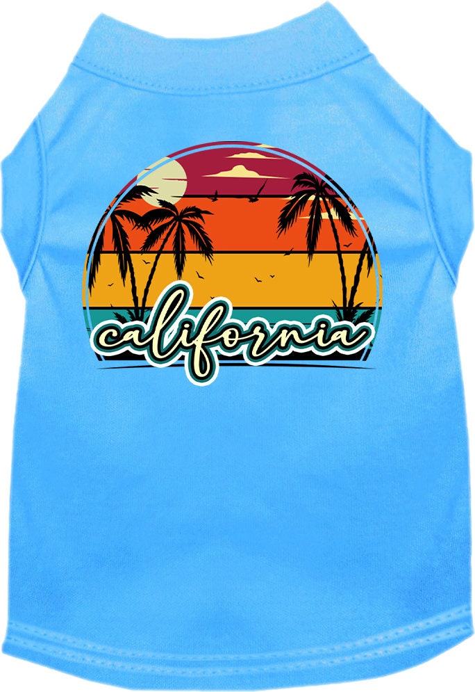 Pet Dog & Cat Screen Printed Shirt for Medium to Large Pets (Sizes 2XL-6XL), "California Retro Beach Sunset"