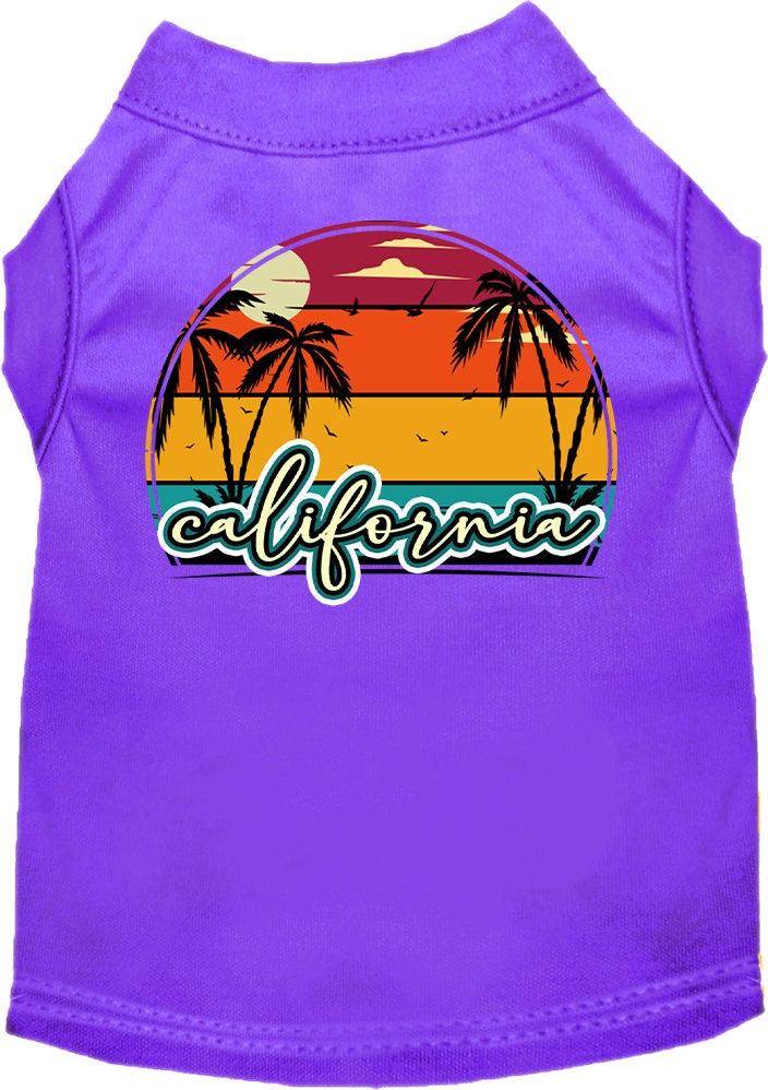 Pet Dog & Cat Screen Printed Shirt for Medium to Large Pets (Sizes 2XL-6XL), "California Retro Beach Sunset"