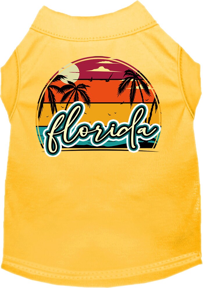 Pet Dog & Cat Screen Printed Shirt for Medium to Large Pets (Sizes 2XL-6XL), "Florida Retro Beach Sunset"