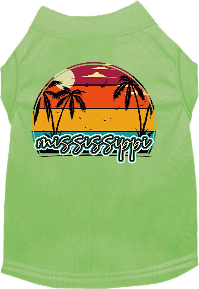 Pet Dog & Cat Screen Printed Shirt for Medium to Large Pets (Sizes 2XL-6XL), "Mississippi Retro Beach Sunset"