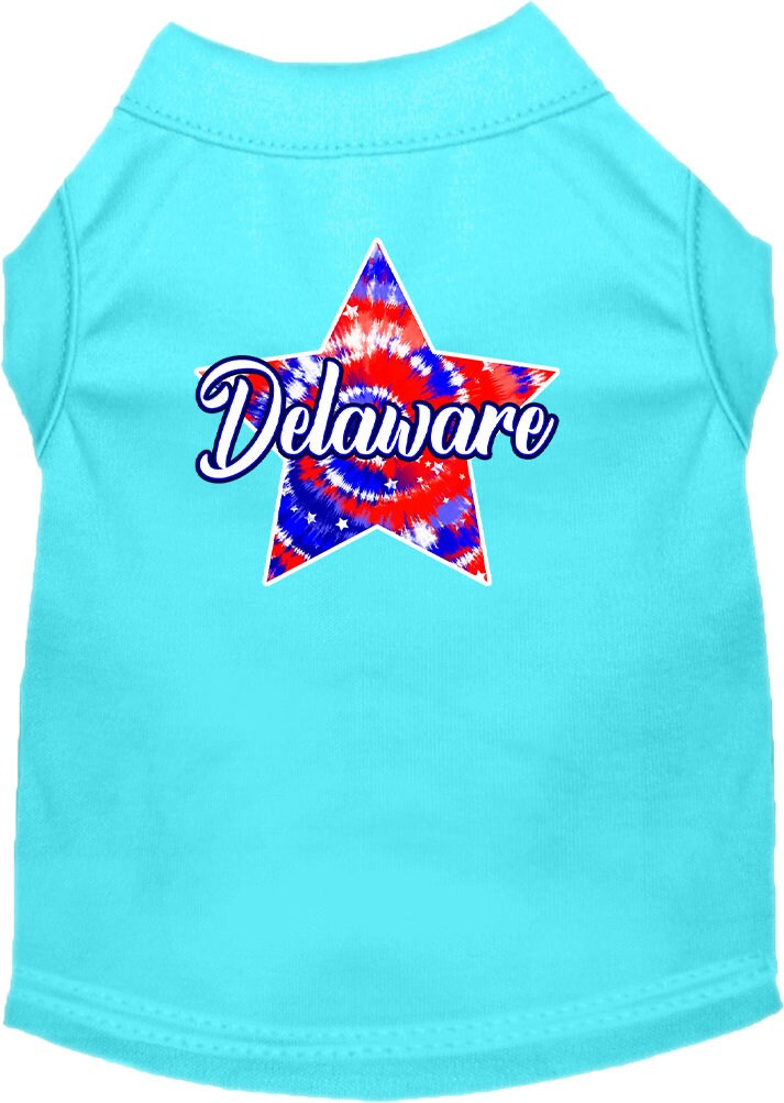 Pet Dog & Cat Screen Printed Shirt for Medium to Large Pets (Sizes 2XL-6XL), "Delaware Patriotic Tie Dye"