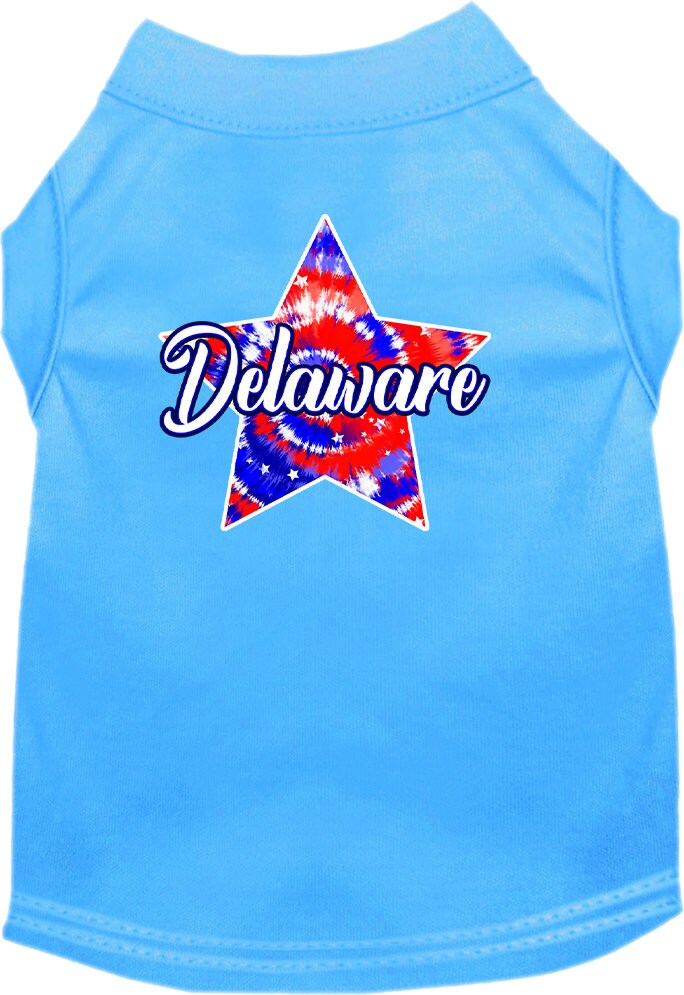 Pet Dog & Cat Screen Printed Shirt for Medium to Large Pets (Sizes 2XL-6XL), "Delaware Patriotic Tie Dye"