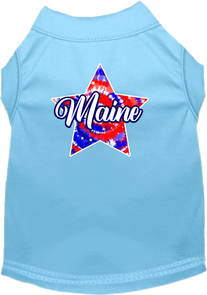 Pet Dog & Cat Screen Printed Shirt for Small to Medium Pets (Sizes XS-XL), "Maine Patriotic Tie Dye"