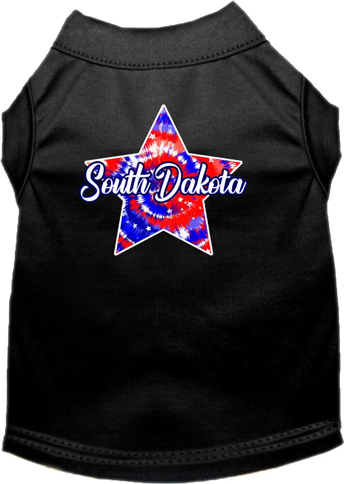 Pet Dog & Cat Screen Printed Shirt for Medium to Large Pets (Sizes 2XL-6XL), "South Dakota Patriotic Tie Dye"