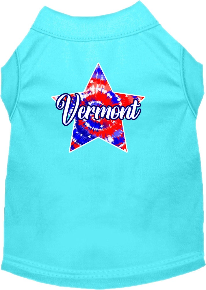 Pet Dog & Cat Screen Printed Shirt for Small to Medium Pets (Sizes XS-XL), "Vermont Patriotic Tie Dye"