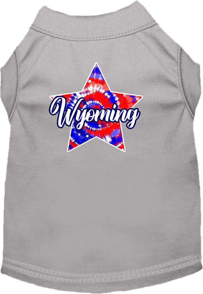 Pet Dog & Cat Screen Printed Shirt for Medium to Large Pets (Sizes 2XL-6XL), "Wyoming Patriotic Tie Dye"