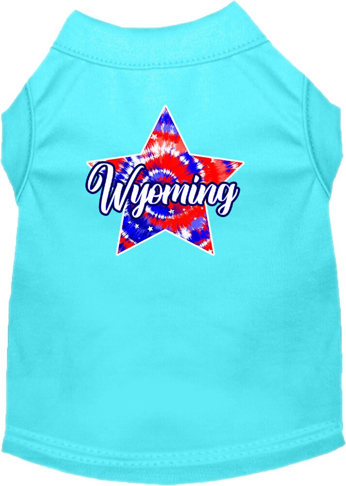 Pet Dog & Cat Screen Printed Shirt for Small to Medium Pets (Sizes XS-XL), "Wyoming Patriotic Tie Dye"